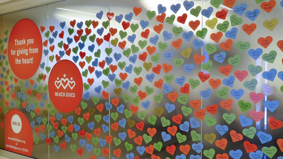 MLKCH Gives Wall of Hearts Donor Wall